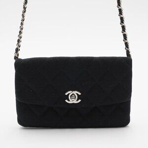 Pre-owned CHANEL Black Jersey Mini Flap Bag